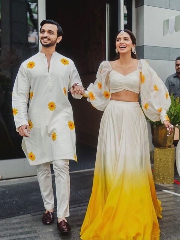 Delightful Yellow And White Organza Digital Print Lehenga Choli - Image 3