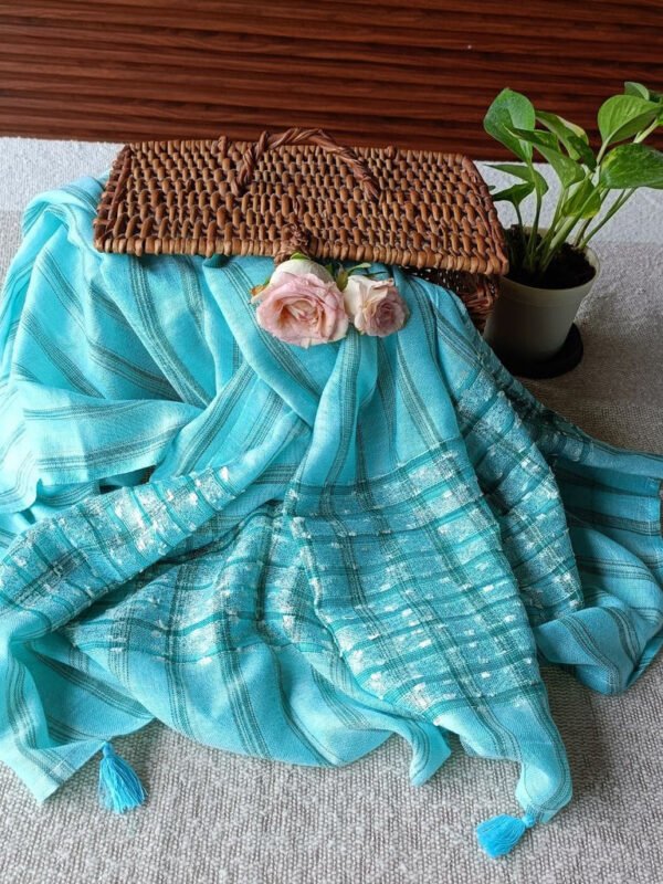 Shimmer Striped Cotton Stole/ Scarf