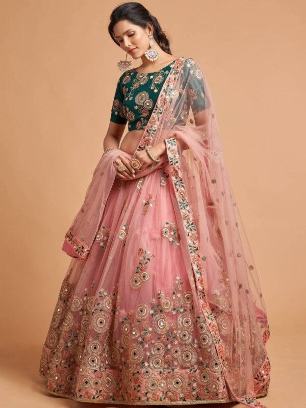 Alluring Red Sequins Work Silk Wedding Wear Lehenga Choli With Dupatta - Image 3