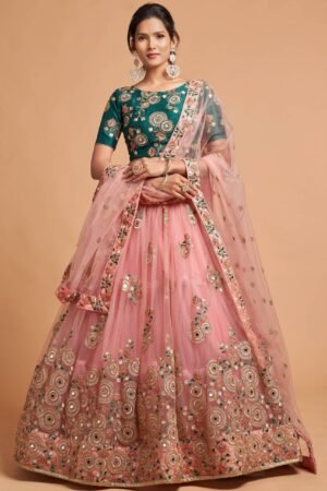 Alluring Red Sequins Work Silk Wedding Wear Lehenga Choli With Dupatta