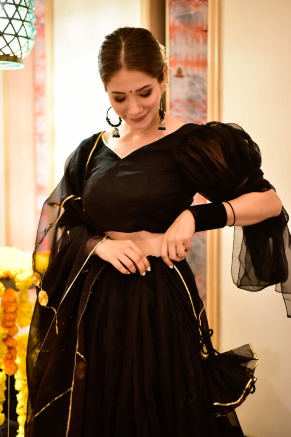 siddhi black organza lehenga choli set - Image 3