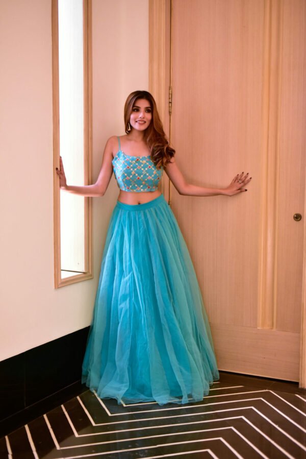 Lilly blue croptop skirt set - Image 2