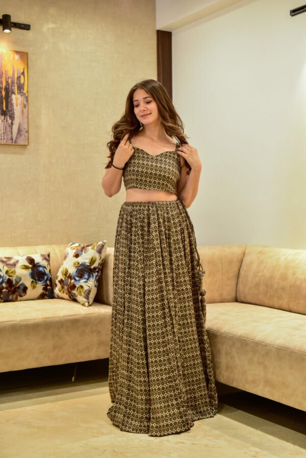 niladri brown croptop skirt set - Image 4