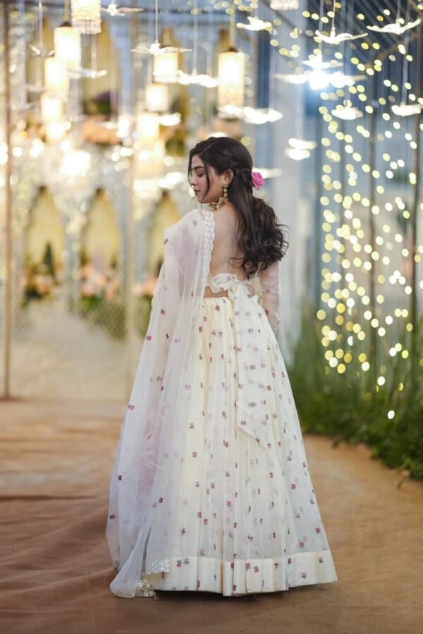 Meraki white organza lehenga set - Image 4