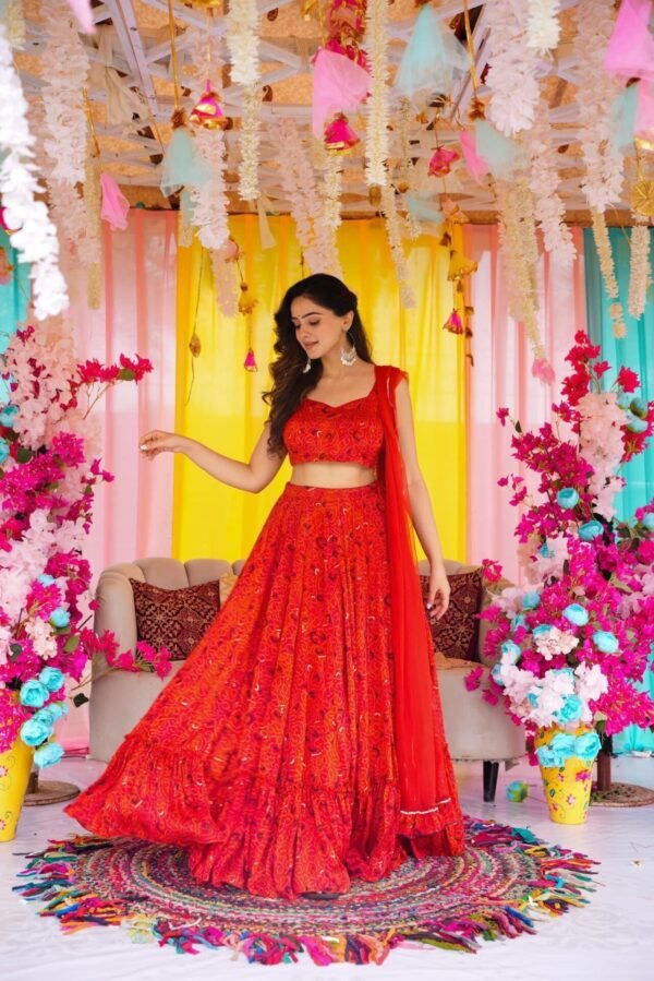 Bandhani grace chinon lehenga set - Image 4