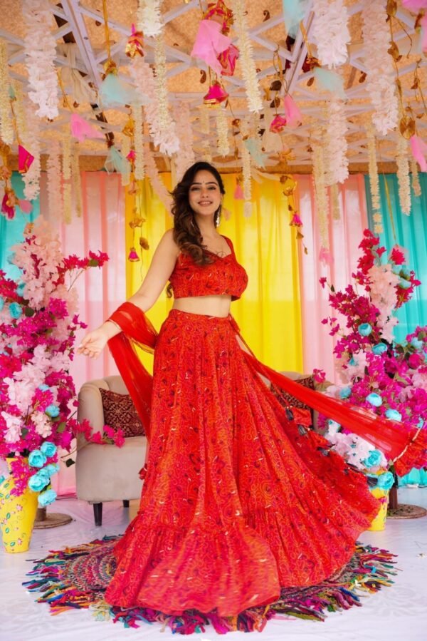 Bandhani grace chinon lehenga set - Image 3