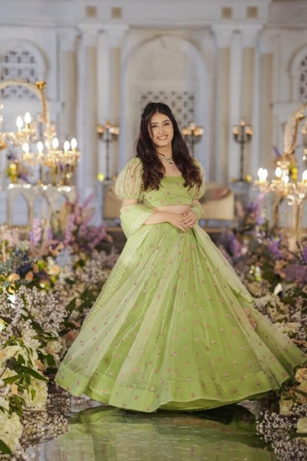 Azael green ORGANZA LEHENGA SET