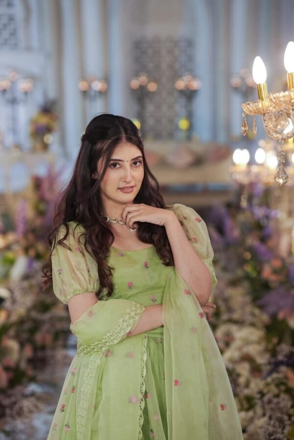 Azael green ORGANZA LEHENGA SET - Image 4