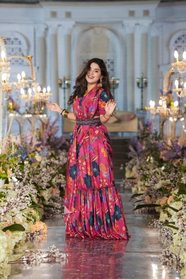 Sadewa crepe draped saree - Image 3
