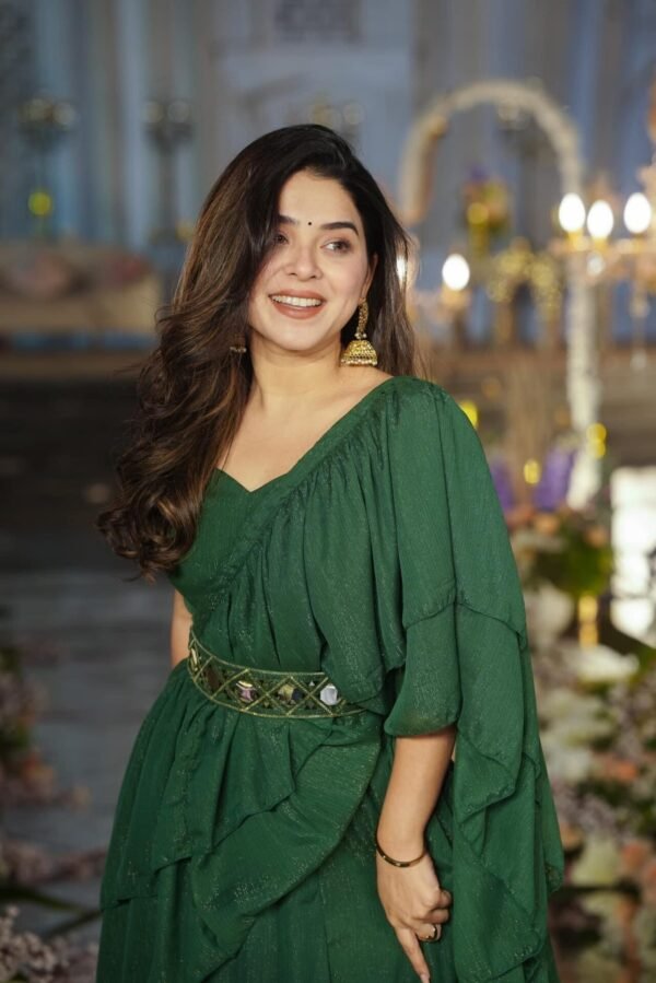 Savannah green Chiffon saree - Image 3