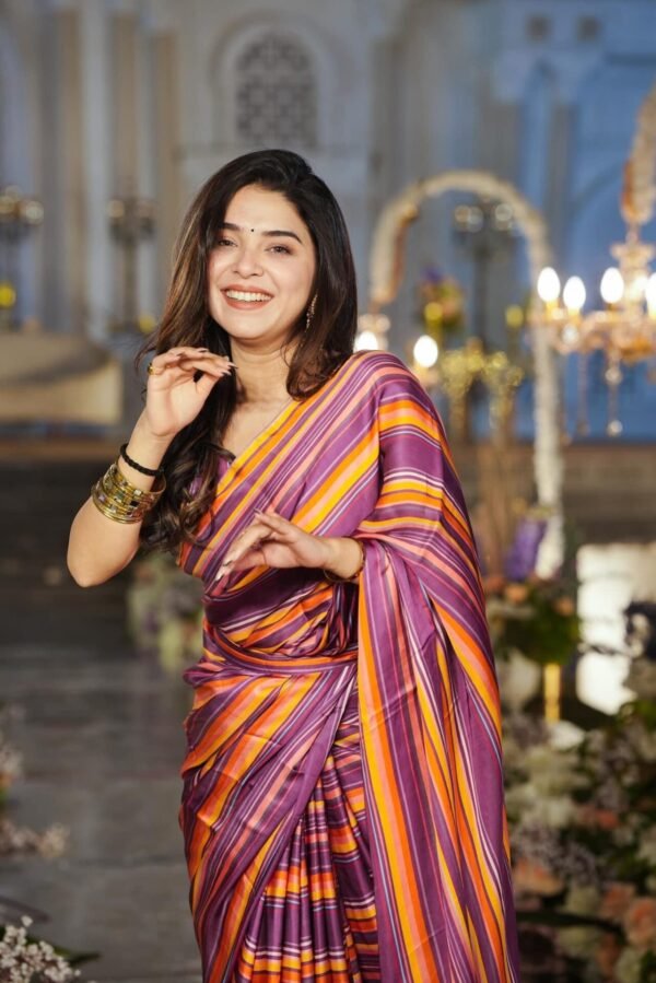 Jairo STRIPS SATIN SILK SAREE - Image 2