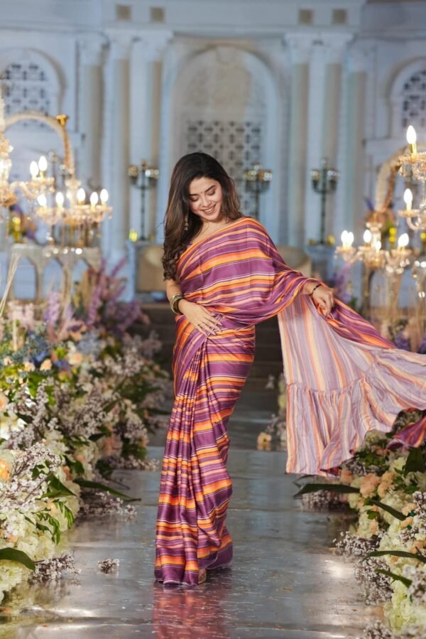 Jairo STRIPS SATIN SILK SAREE - Image 3