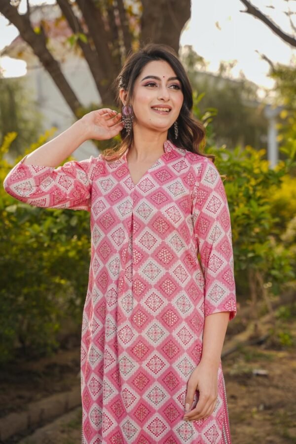 CARNATION PINK KURTA-PALAZZO SET - Image 4