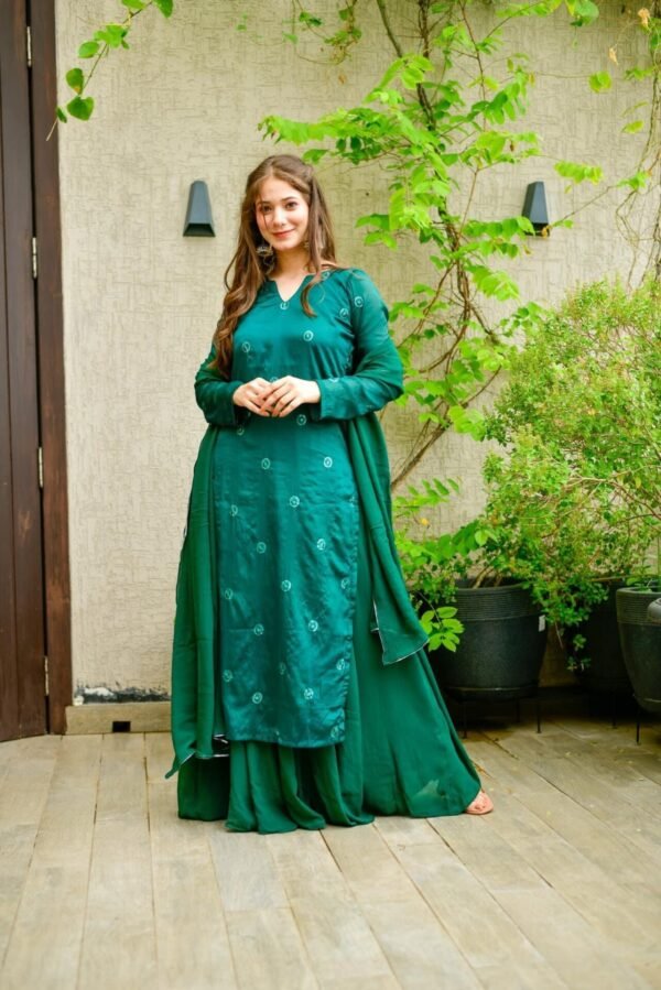 MAJESTY GREEN CHINON PALAZZO SET - Image 2