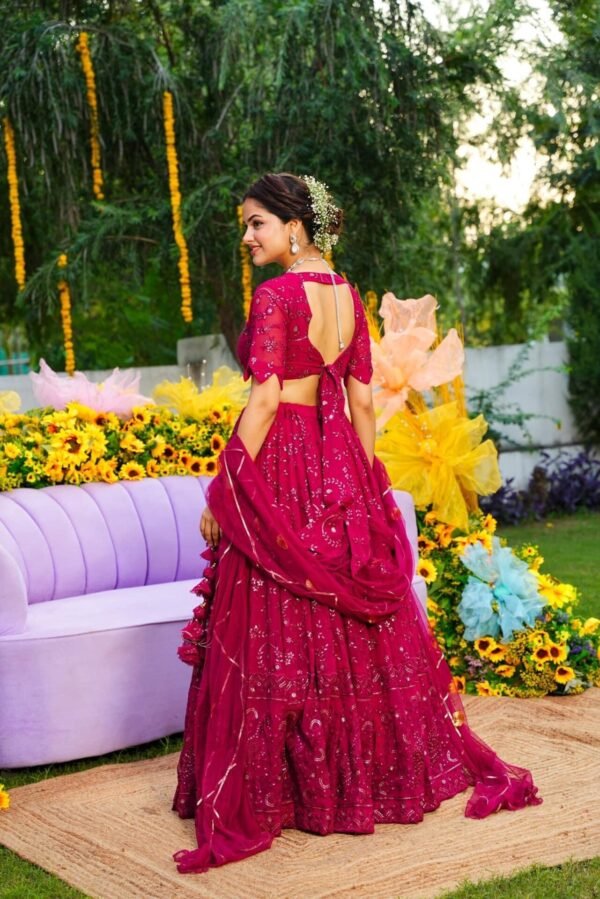 Berry Blush Georgette Lehenga Choli Set - Image 2