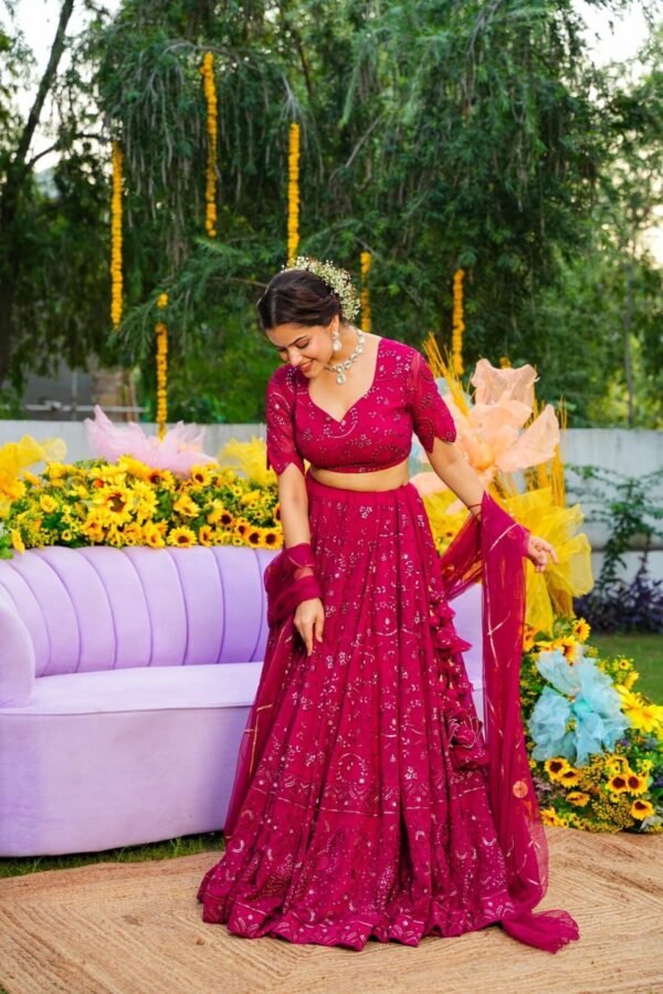 Berry Blush Georgette Lehenga Choli Set - Image 4