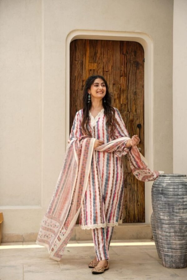 Ivory cotton kurta set - Image 4