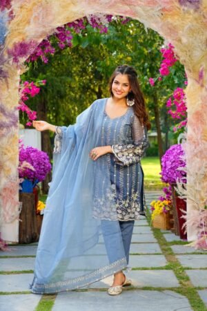 Mitali blue embroidered set