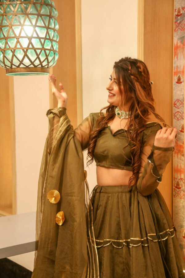 brown organza lehenga choli set - Image 4
