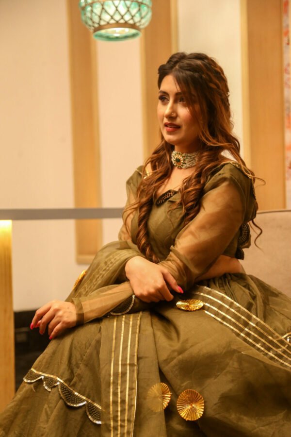 brown organza lehenga choli set - Image 2