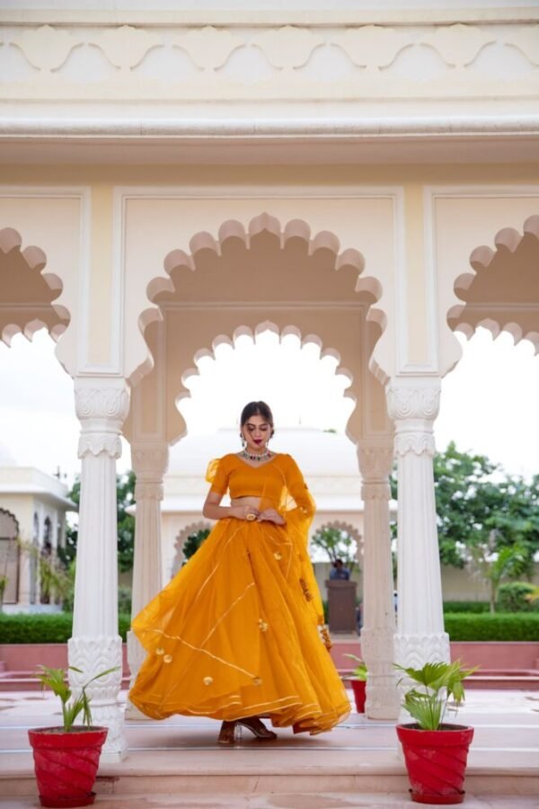 ORGANZA PUFF SLEEVES LEHENGA - Image 2