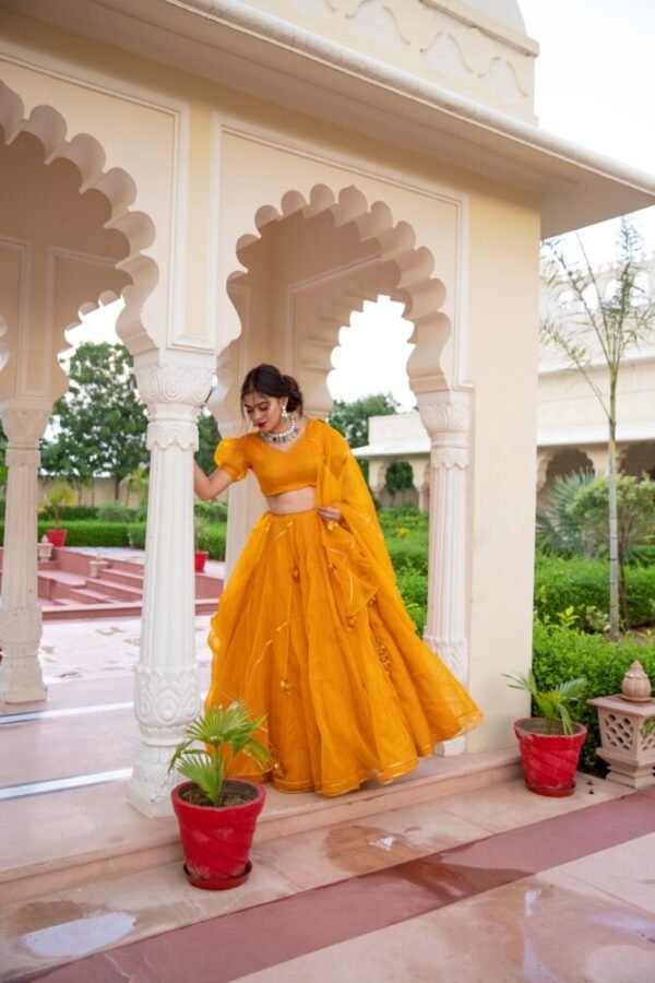 ORGANZA PUFF SLEEVES LEHENGA