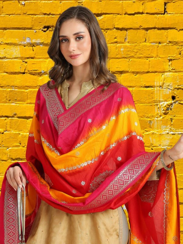 Shaded Banarasi Dupatta with Ethnic Motifs