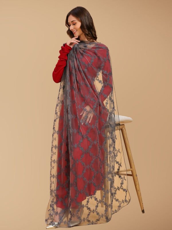 Embroidered Net Dupatta