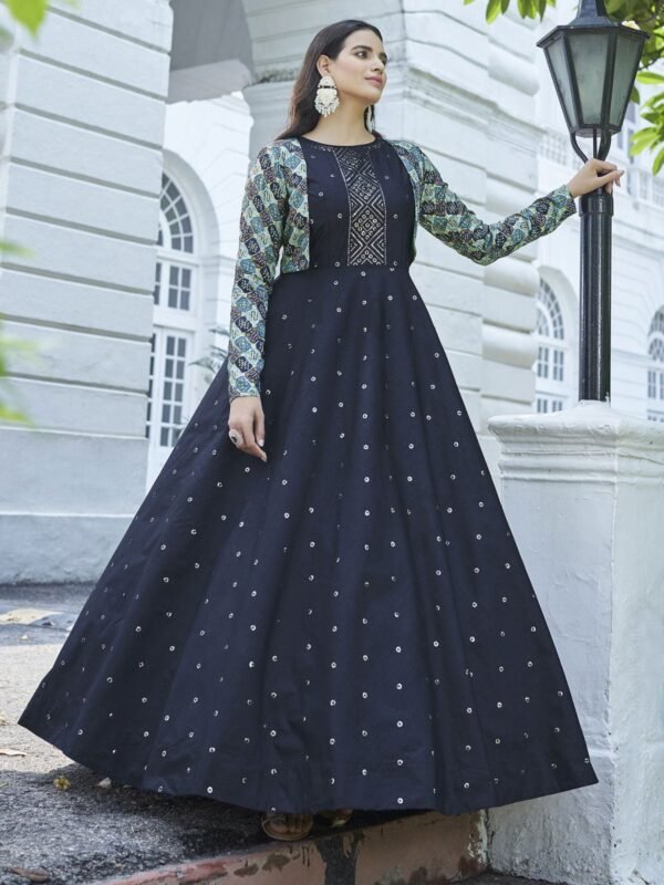 Blue Cotton Wedding Gown - Image 2