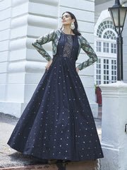 Blue Cotton Wedding Gown