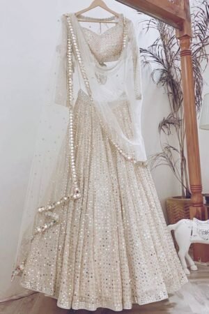 Awesome White Sequence Embroidered Georgette Lehenga Choli