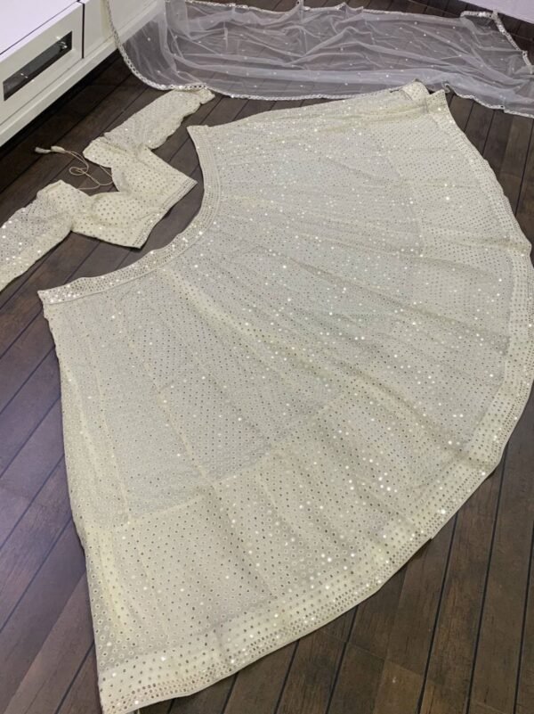 Awesome White Sequence Embroidered Georgette Lehenga Choli - Image 2