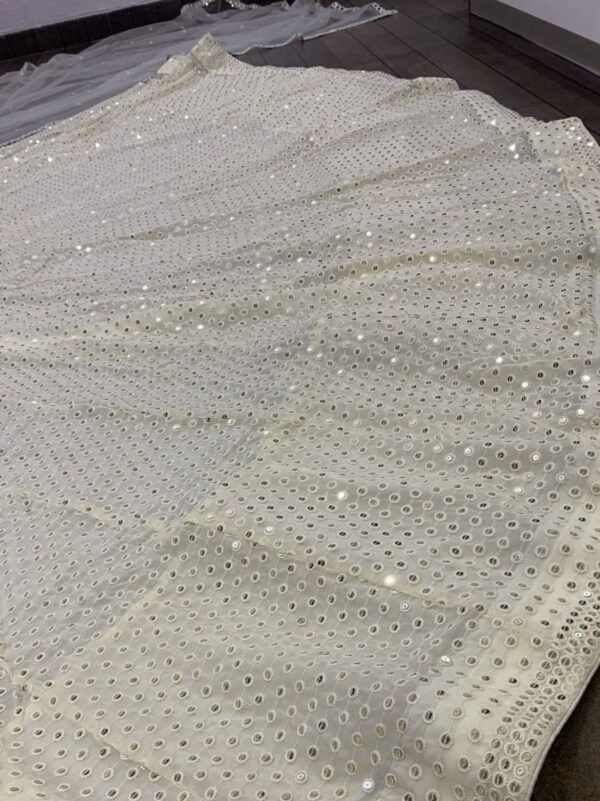 Awesome White Sequence Embroidered Georgette Lehenga Choli - Image 4