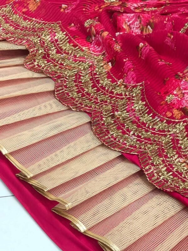 Attractive Pink Printed Georgette Silk Party Wear Lehenga Choli - Image 3
