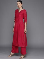 Women Pink Sequinned Kurta with Palazzos