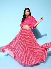 Women Printed Ruffles & Flounces Top With Skirt
