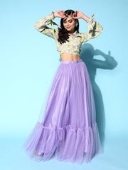 Women Printed Top With Skirt