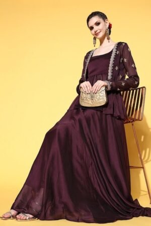 Women Solid Silk Blend Shimmer & Sequin Kurta Set