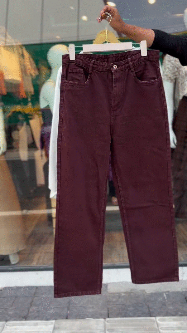 Women's Casual Outfit Set – High-Waisted Straight-Leg Maroon Corduroy Pants Paired with Oversized White Graphic Sweat T-shirt Comfortable & Stylish Fall/Summer Wear - Image 2