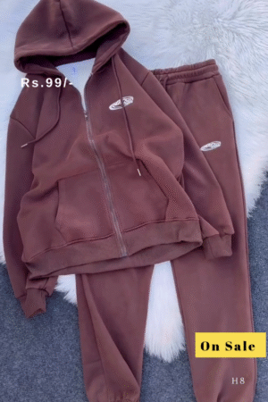 Unisex Full Sleeve Winter Fleece Tracksuit Set with Zipper Hoodie and Jogger Pants – Soft, Warm & Stylish Casual Loungewear for Men and Women
