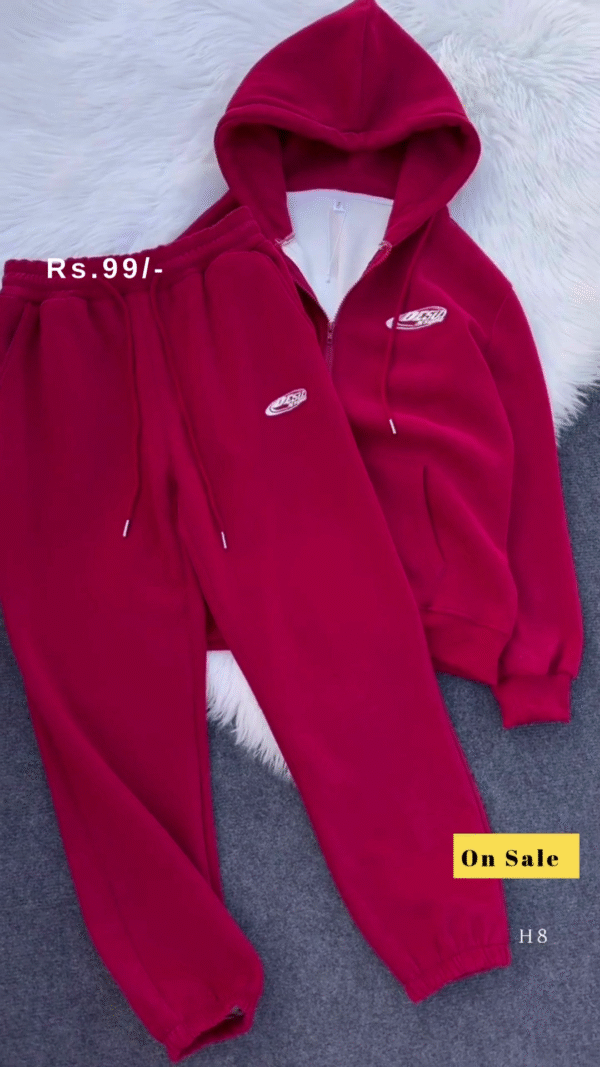 Unisex Full Sleeve Winter Fleece Tracksuit Set with Zipper Hoodie and Jogger Pants – Soft, Warm & Stylish Casual Loungewear for Men and Women - Image 2