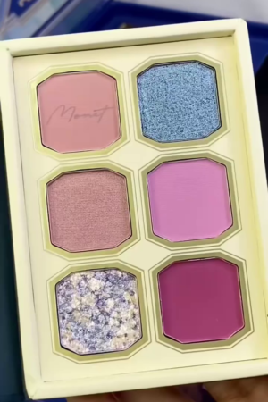 Monet-Inspired 6-Pan Eyeshadow Palette Featuring Soft Mattes, Rich Shimmers & Multichrome Glitters in Romantic Rosy and Cool-Toned Shades