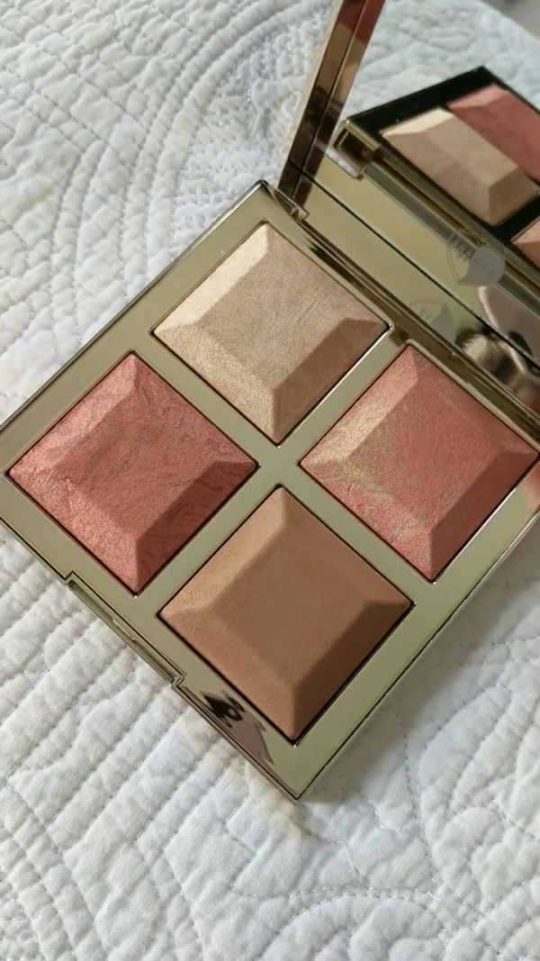 Sculpt & Beam Luxe Glow Quad – Multi-Dimensional Highlighting and Bronzing Palette with Satin-to-Shimmer Finishes in Sculptural Gem-Inspired Pressed Powders