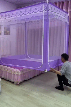 Pop-Up Bed Canopy with Foldable Frame, Breathable Mesh, and 360° Zippered Access for Ultimate Insect Protection and Privacy - Ideal for Bedrooms, Dorms, and Kids' Rooms