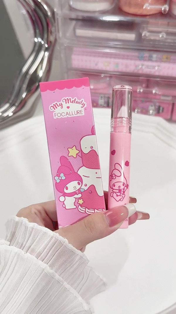 Limited Edition Lip Tint Collection – High-Shine, Long-Lasting, Moisturizing Glossy Liquid Lipsticks in Three Vibrant Red Shades with Adorable Sanrio-Inspired Packaging - Image 2