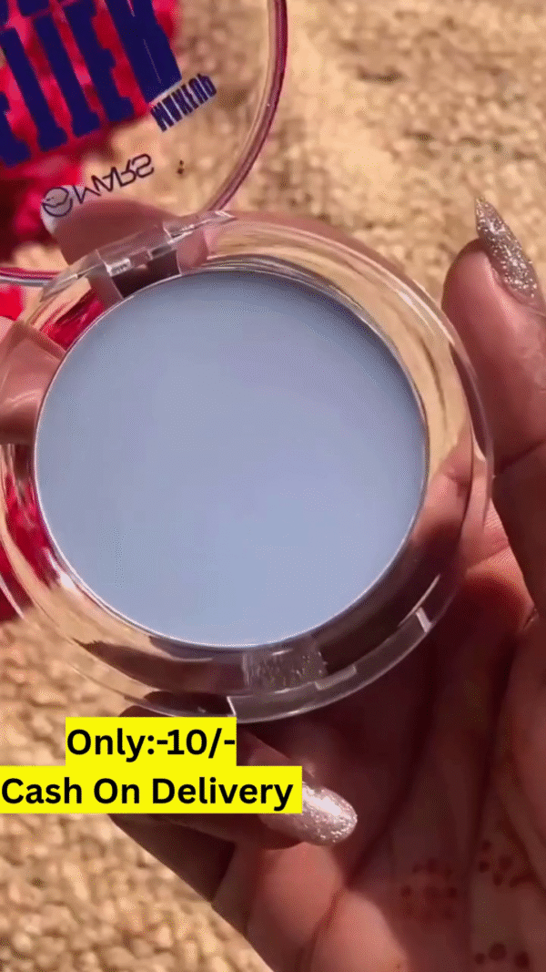 Smooth and Lightweight Compact Powder with Blue Tone Finish for Flawless, Shine-Free Skin - Includes Soft Application Puff for Easy Blending and Natural Coverage