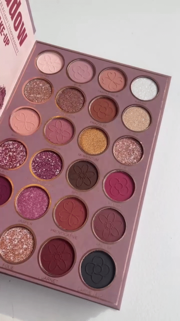 *** All-in-One Glam Beauty Kit – 24-Shade Matte & Shimmer Eyeshadow Palette with Floral Embossing, Radiant 6-Color Highlighter Set, and 6 Richly Pigmented Blushes for a Complete Face Makeup Collection
