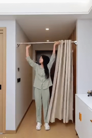 Adjustable Heavy-Duty Tension Curtain and Clothes Hanging Rod for Doorways and Hallways – Multifunctional Telescopic Room Divider and Laundry Drying Solution with No Drilling Installation