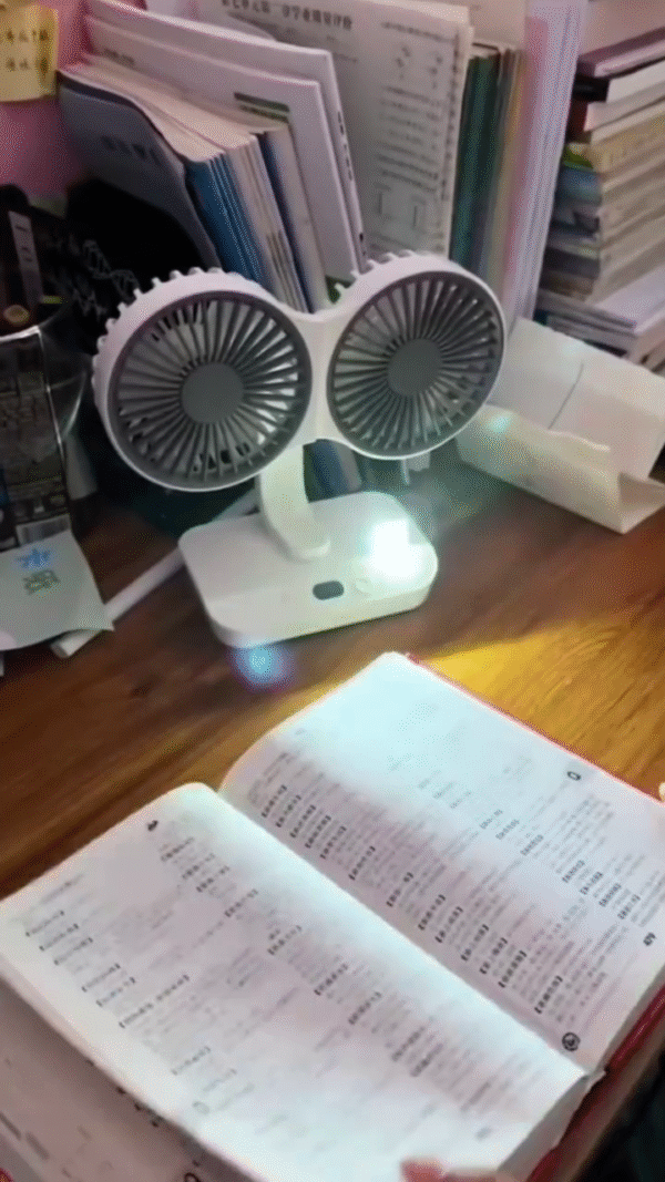 Versatile Dual-Head Adjustable Fan with LED Light – Multi-Function USB Rechargeable Cooling Fan for Desk, Kitchen, and Study, Featuring Flexible Rotation, Magnetic Base, and Portable Design for Convenient Use Anywhere - Image 2