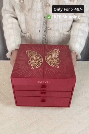 All-in-One Multi-Layered Makeup Gift Box with Full Cosmetic Set, Heart-Shaped Fragrance Tray, Eyeshadow Palette, Makeup Brushes, and Foldable Mirror Case Organizer